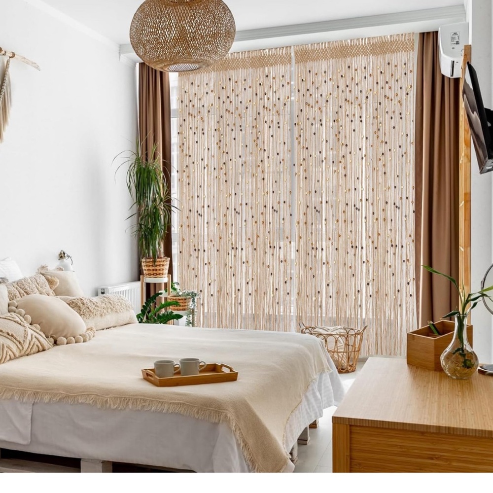 Elegant Tan Beaded Curtains